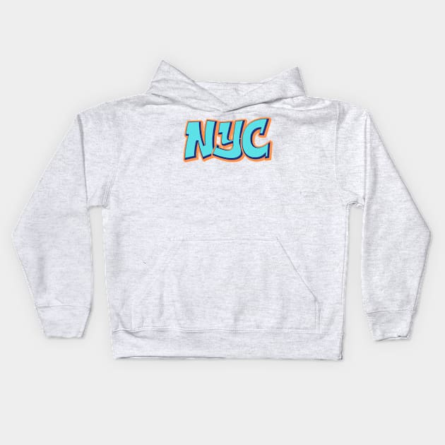 NYC (Light Blue/Orange) Kids Hoodie by SocietyTwentyThree